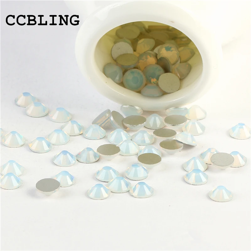 CCBLING Rhinestone Crystal White Opal ss3-ss30 Glue On Non Hotfix Flatback bead Rhinestones Nail Art Decorations DIY mixed size ss3 ss30 gold rose 1000pcs nail rhinestones flat back non hotfix glitter nail stones diy 3d nail phones decorations