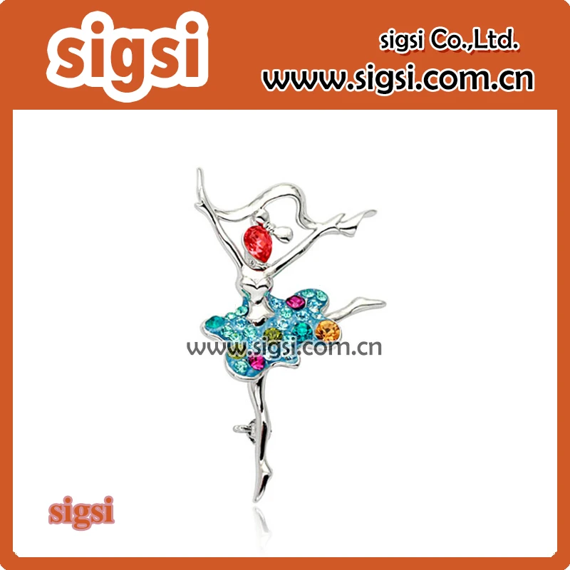 

100pcs wholesale Dancing ballet girl rhinestone brooch pin