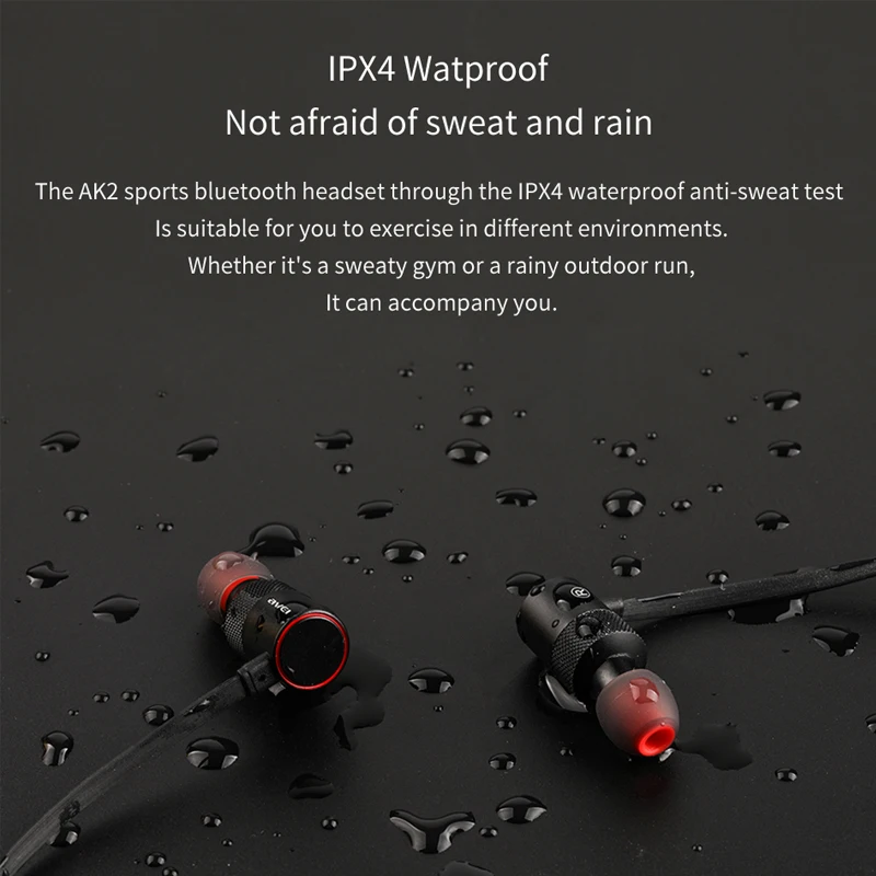 AWEI AK2 магнитный переключатель Bluetooth наушники спортивные с микрофоном водостойкая bluetooth-гарнитура стерео беспроводные наушники