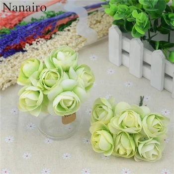 

36pcs Silk Rose Bouquet Handmade Mini Artificial Flower For Wedding Decoration DIY Wreath Scrapbooking Craft Fake Peony Flower