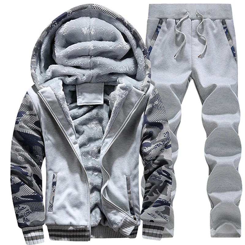 Зимние мужские толстовки из плотной флисовой ткани, спортивные костюмы со штанами, повседневные мужские камуфляжные куртки 5XL SA138