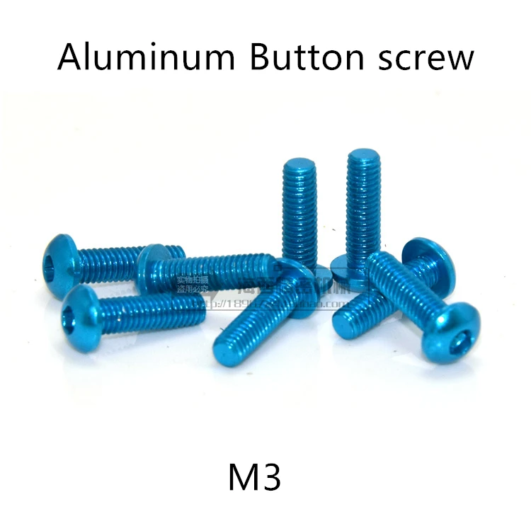 20pcs M3*5/6/8/10/12/14/16mm Anodized Light Blue color Aluminum Hex socket button head cap screw for RC Model screws|Screws|