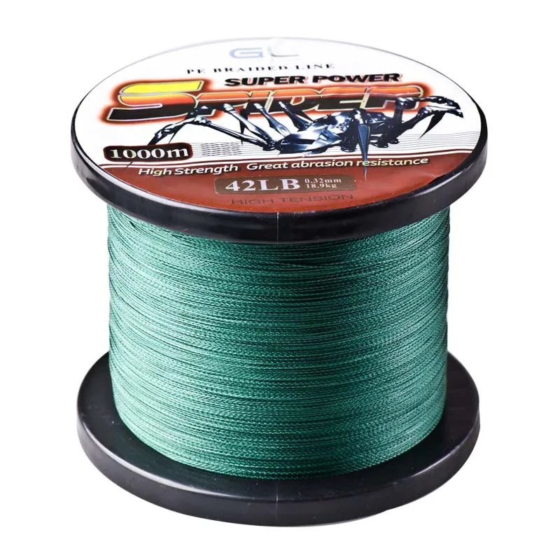 1000 м PE рыболовная леска 4 нити плетеная леска 0,4#-8#/12-80LB Tresse Peche Spider Cord Linha Multifilamento Pesca Peche - Цвет: Зеленый