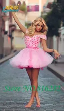 2016 neue Schönen Weg Von der schulter Rosa Tüll Mini-ballkleid Cocktailkleider Schatz Mit Blumen Sleeveless Homecoming Kleider