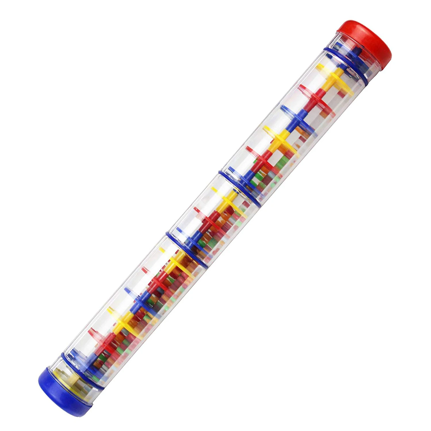 Большая игрушка-погремушка с дождевой палкой 15,75 дюймов-длинная цветная шумовая палочка радужные зерна внутри - Цвет: Multicolor