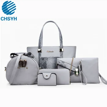 

Luxury Famous Brand 6pcs/set Ladies Fashion Alligator Shoulder Bags Women Female PU Leather Messenger Crossbody Party Bags Set