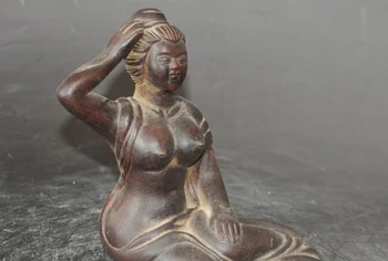 

old chinese yixing zisha Ceramics Sexy belle Beauty goddess art statue Sculpture