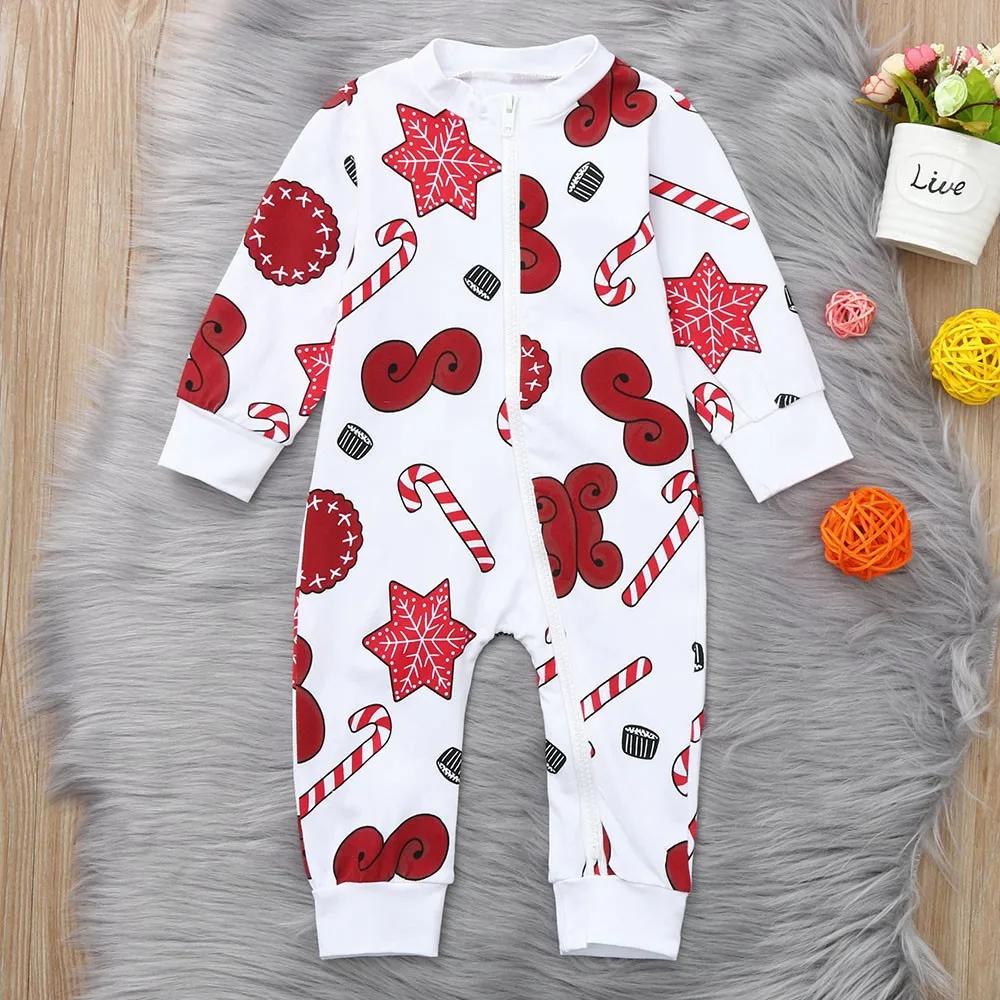 

Christmas Babys Rompers Baby Boys Girls Cartoon Snowflake Zipper Romper Xmas Jumpsuit Cotton Infant Jumpsuit Cartoon Costume*95