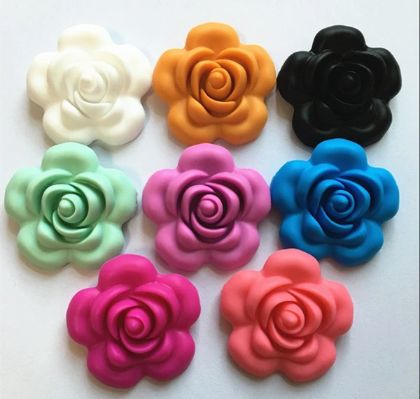 

Newset 40mm mix color Chunky Flower shaped Food grade Silicone beads for necklace making