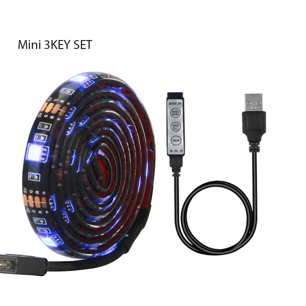 5 V USB Светодиодные ленты 5050 RGB ИК-пульт дистанционного управления с 24-мя клавишами/мини 3Key контроллер для ТВ фоновое освещение Светодиодная полоска свет IP20/IP65 из водонепроницаемого материала - Испускаемый цвет: Mini 3Key Set