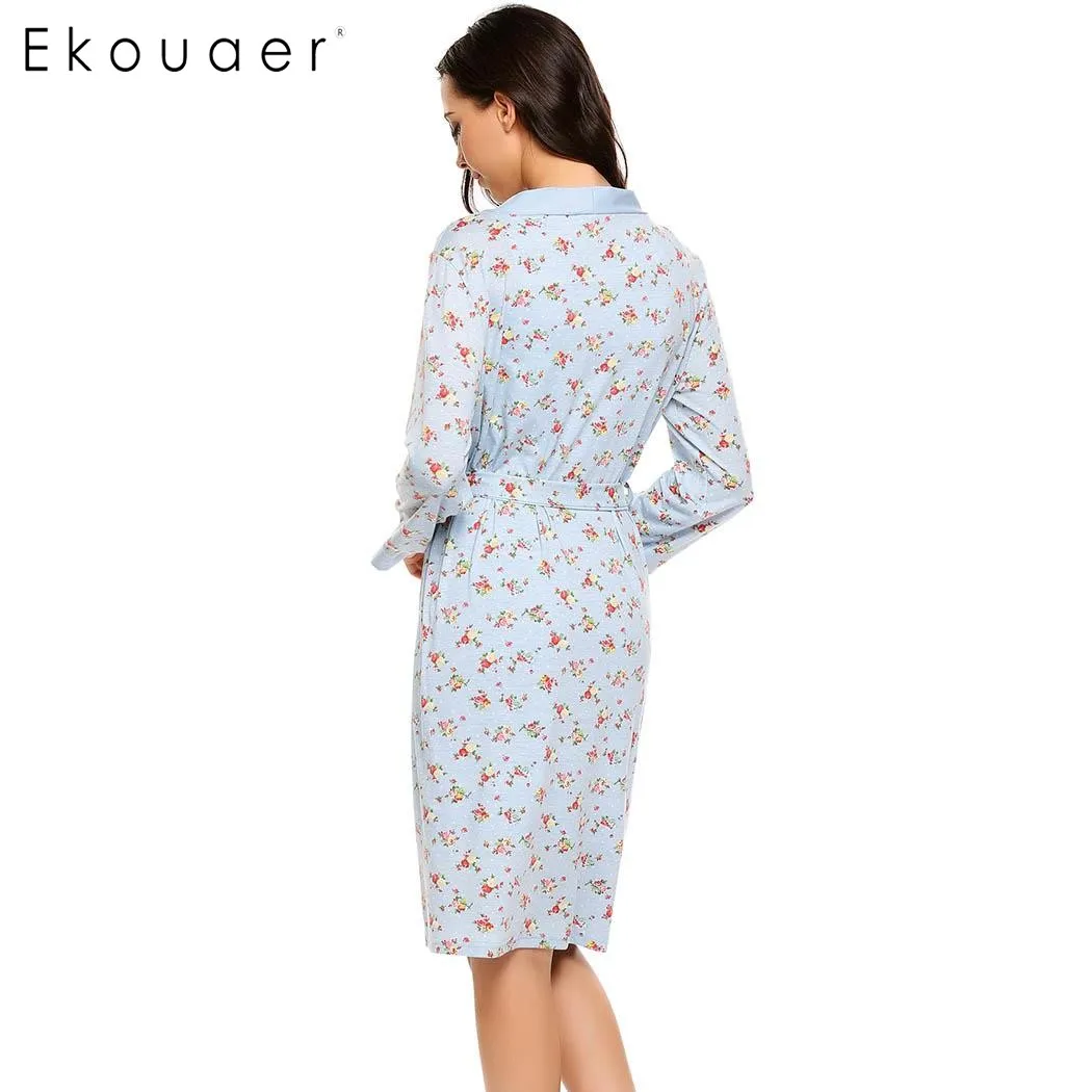 Ekouaer/комплект одежды из двух предметов с цветочным принтом хлопковое ночное