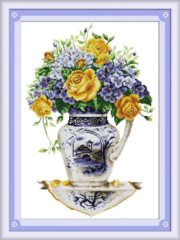 

Flower & scenery Cross Stitch Kits 11CT Printed 14CT Set DIY Chinese Cotton Cross-stitch Counted Embroidery Needlework