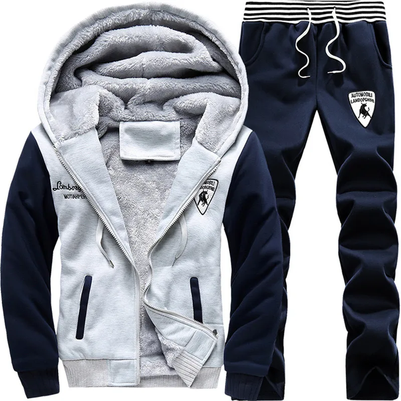 Brand New Men Set Fashion Winter Tracksuits Thick Fleece Lined Hoodies Sweatshirt + Pants Track Suit Mens Sportswear Sweat Suit Brand New Men Set Fashion Winter Tracksuits Thick Fleece Lined Hoodies Sweatshirt + Pants Track Suit Mens Sportswear Sweat Suit