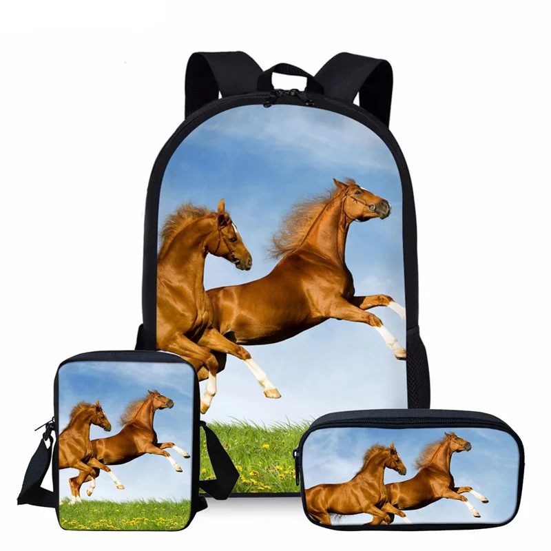 3 шт./компл. детей Животные школьные ранцы Единорог Crazy Horse кожаный рюкзак Радуга сумка рюкзак для подростков мальчиков рюкзаки Mochila