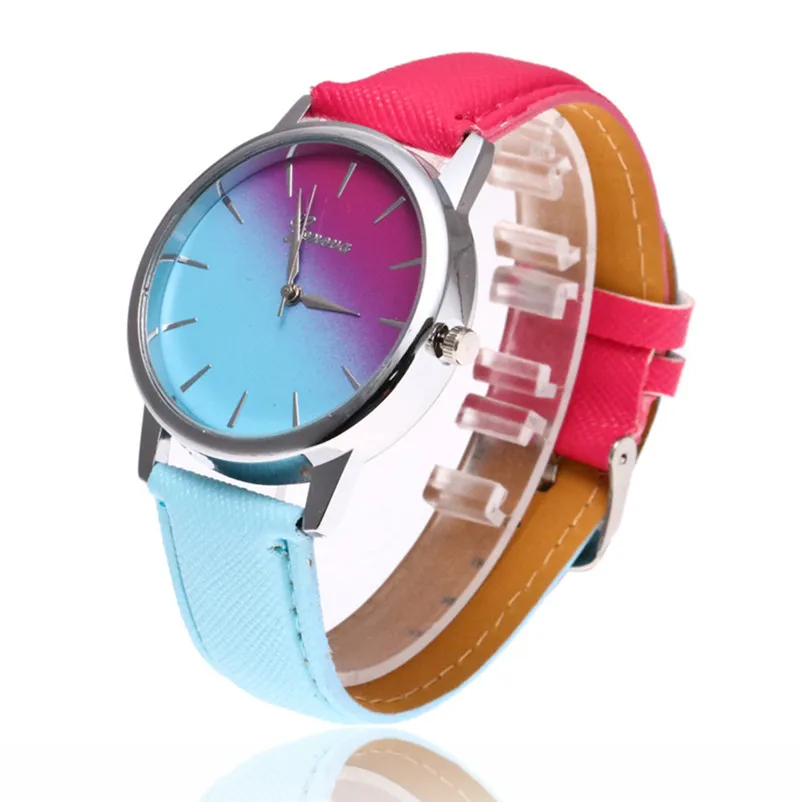2018 Newly Design Watch Women Girl casual watches dress Beautiful Fashion Simple Watch Leather band Watch Reloj mujer J06#N (6)