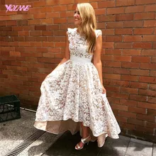 Vestido De Festa 2017 Fashion High Low Spitze Prom Kleider Abendkleid V Zurück Reißverschluss Asymmetrische Frauen Kleider