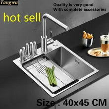 Стандартная Мини Бытовая кухонная ручная раковина одинарная мойка маленькая прочная 304 нержавеющая сталь Горячая 40x45 см