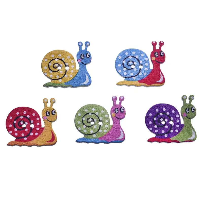 

50Pcs Mixed Color Snails Wooden Buttons For Craft Clothing Decorative DIY Scrapbooking Buttons Sewing Accessories