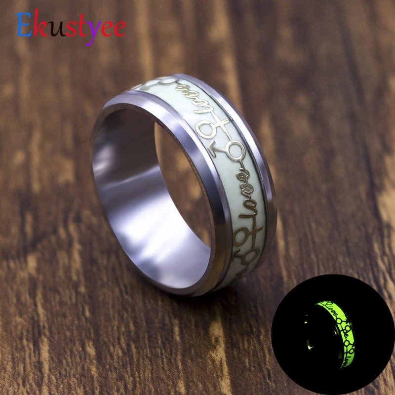 Anillos de titanio para parejas, anillos luminosos de amor que brillan en la oscuridad, corazón boda, novedad|Anillos| - AliExpress