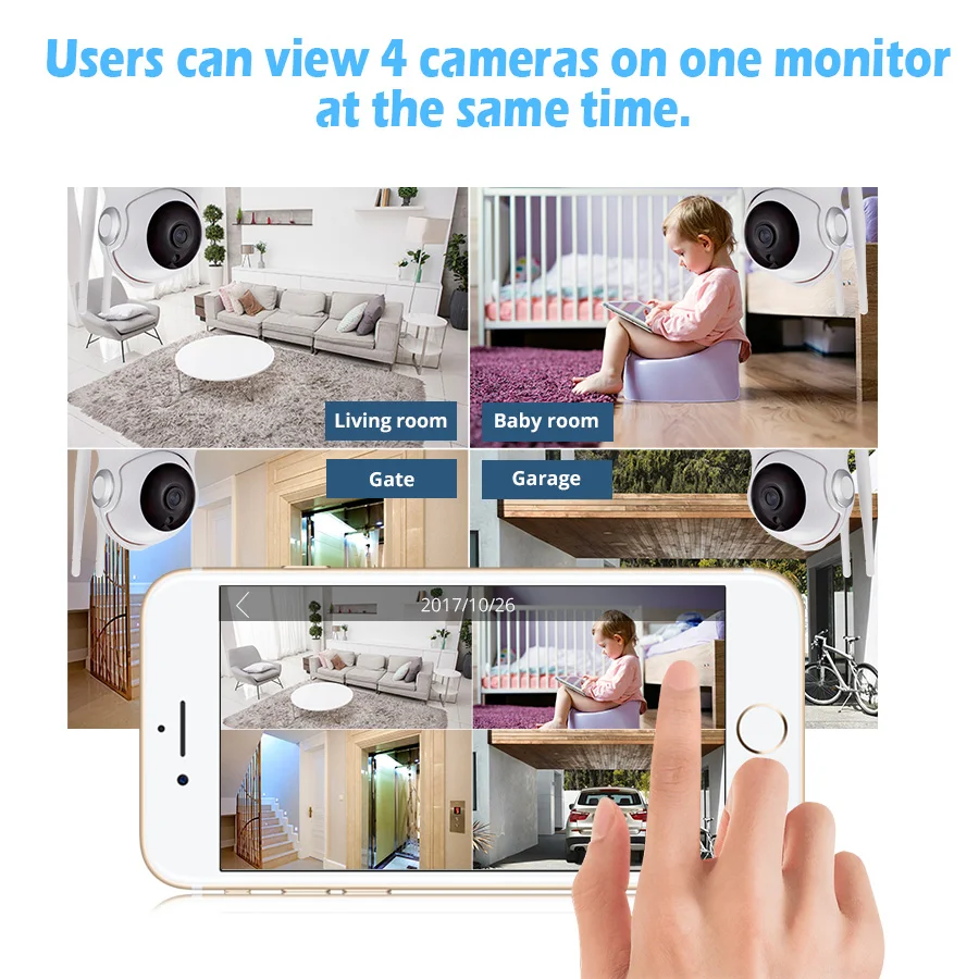 KERUI Indoor Wireless 1.0MP HD 720P IP Camera WiFi Home Security Surveillance Camera Cloud Camera Night Vision Motion Detection