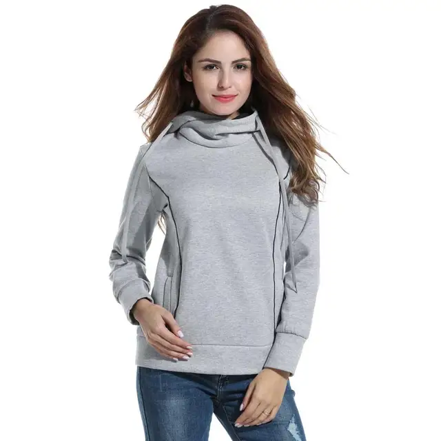 Meaneor Women High Collar Hoodie Casual Hooded Long Sleeve Thick Cotton