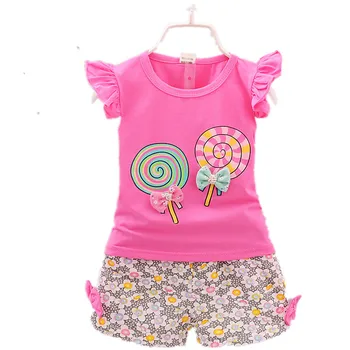 

2019 Summer Newborn clothes Cute 2PCS Toddler Kids Baby Girls Princess Outfits Cotton T-shirt Tops+Short Pants children clothing