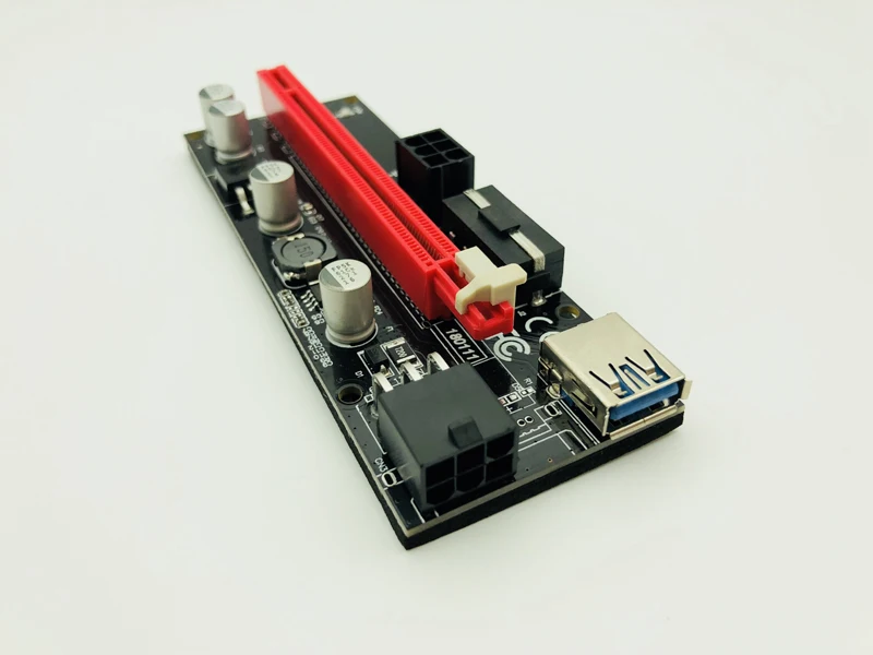Адаптер 009S PCIE RISER 6PIN 16X с 2 светодиодами экспресс картой кабелем питания Sata и USB 3 0 60