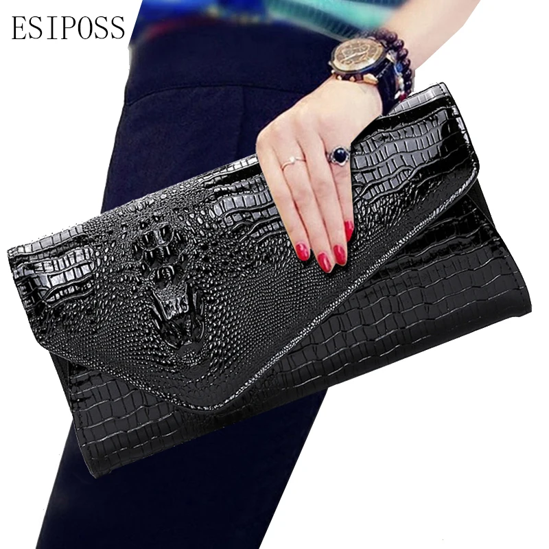 Women Day Clutches Bag Crocodile Pattern Pu Women Purse Cell Phone Bag