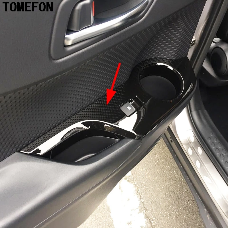TOMEFON 4pcs For Toyota C HR CHR 2016 2017 ABS Inner Power Window Switch Cover Trim