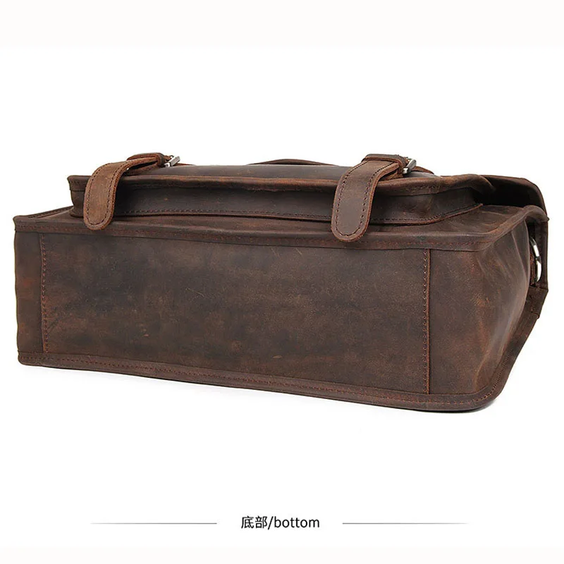 BOLEKE Men's Briefcase Vintage Crazy Horse Genuine Leather Bag Men Briefcases Male Shoulder Laptop Bag Office Handbags For Man