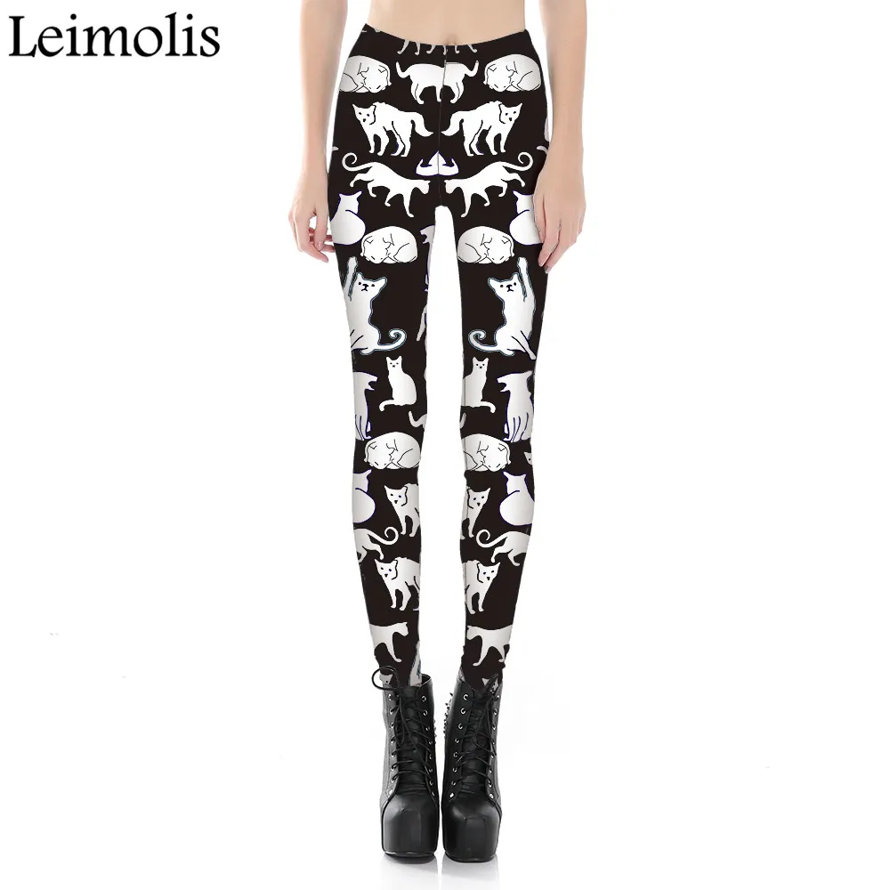 

Leimolis adventure time punk rock Harajuku black milk push up fitness sexy gothic 3d print Lovely cat dream women leggings