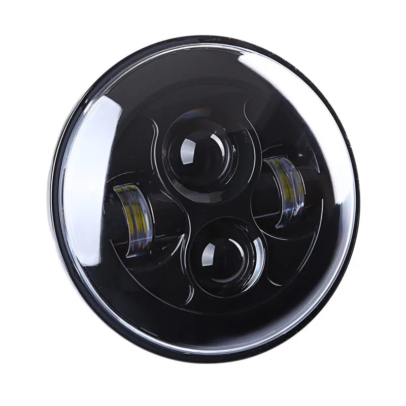 7in MOTORCYCLE BLACK PROJECTOR DAYMAKER HID LED LIGHT BULB HEADLIGHT For Harley