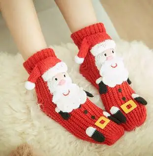 Рождественские носки для женщин, носки-тапочки Санты, украшения, рождественские подарки, Санта снеговик и олень узор - Цвет: 6