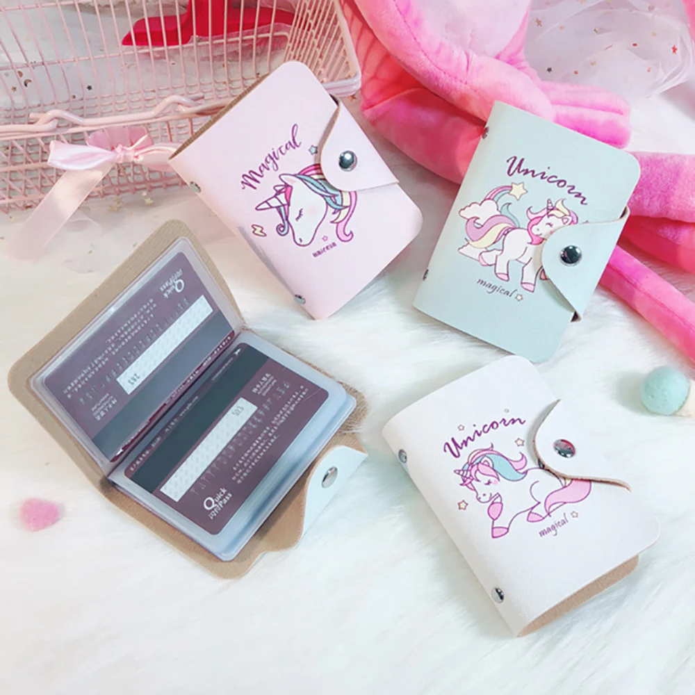 

20 Slots Bits ID Card Holder Unicorn Printed Card Holder PU Leather Credit Card Wallet Fashion Card Bag Organizer Protector Case