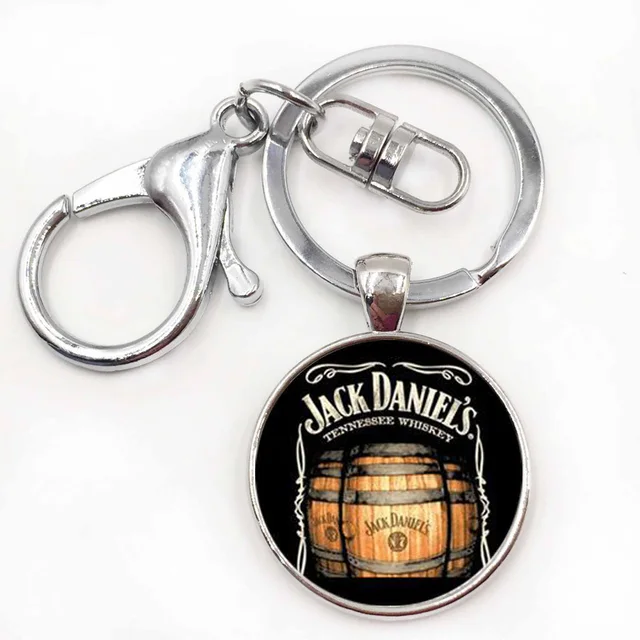 man jewelry No 7 Jack daniels Keychain Cabochon Whiskey Bacardi Key
