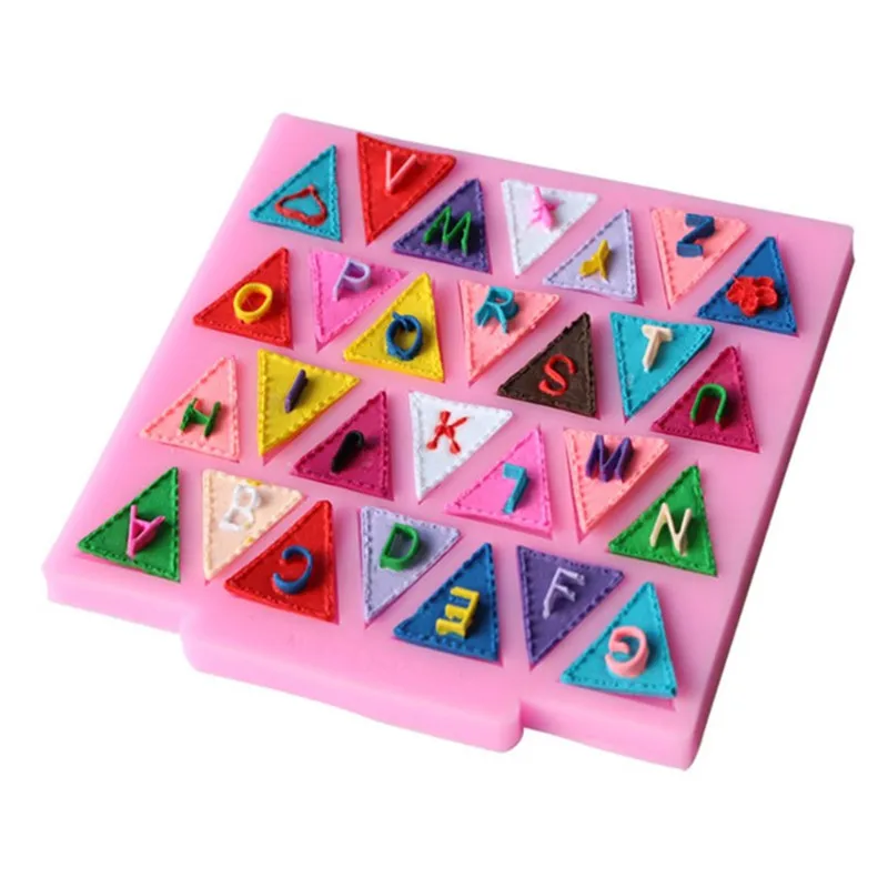 

Random Color cooking tools Flag Shape 26 English Letters Silicone Mold Chocolate Fondant Cake Decorating Tools Free shipping