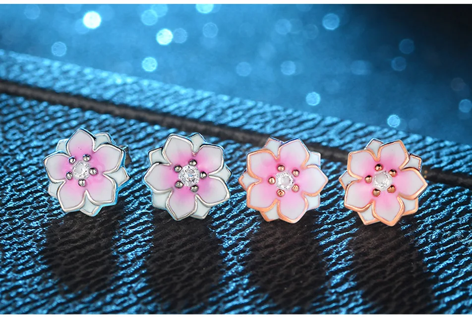 Милые новые модные дизайнерские серьги-гвоздики с цветком персика и австрийскими кристаллами для женщин с CZ элегантные ювелирные изделия для милых девушек