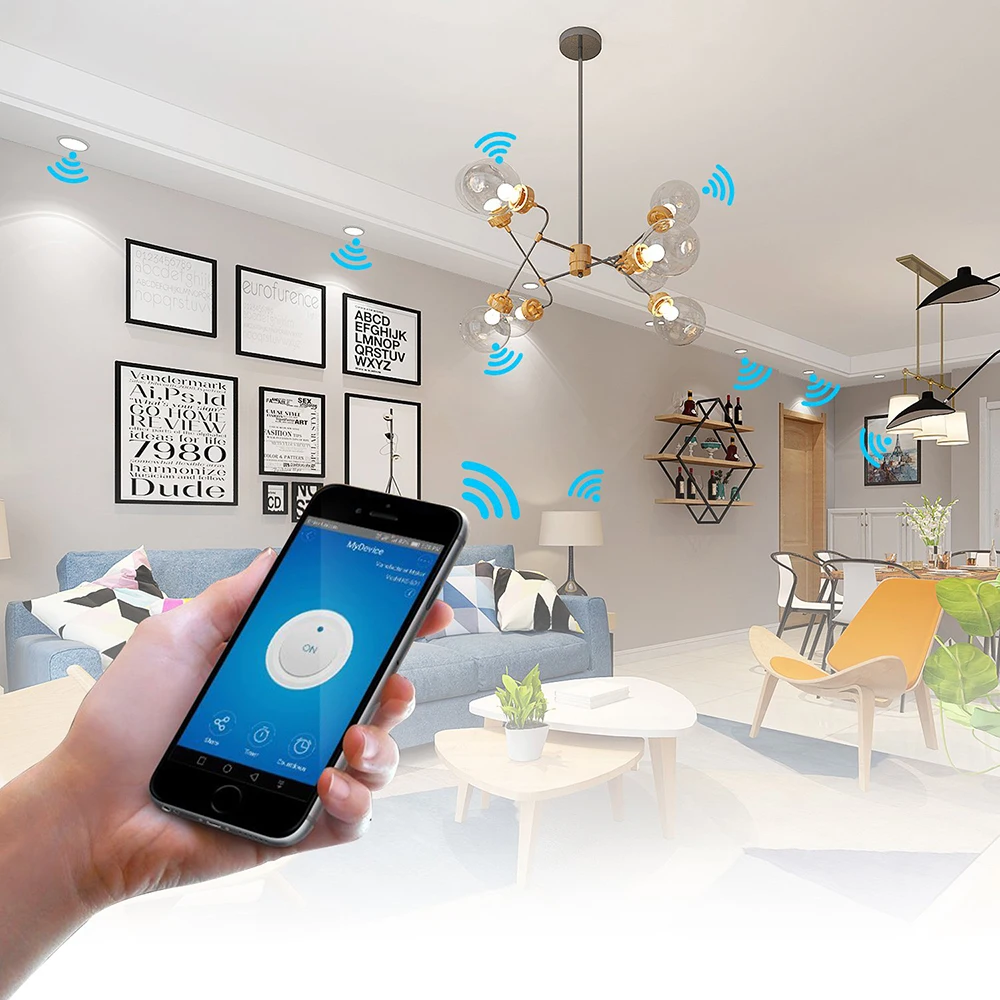 

Wifi Switch Mobile Phone APP Remote Control Smart Wall Wireless Voice Timer Switch 100-120VAC 1/2/3 Gang Power Saving Switch