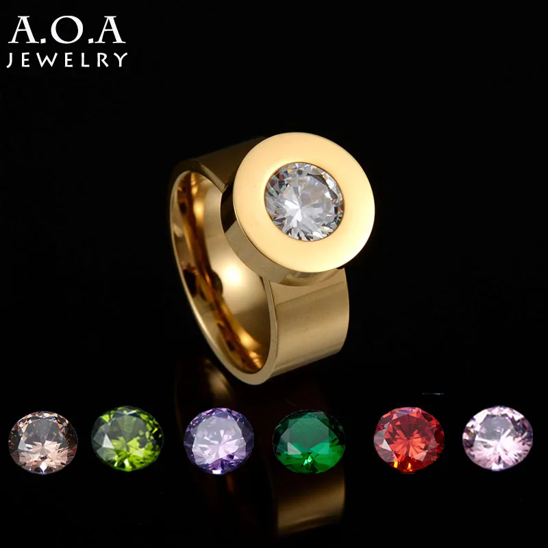 Модное кольцо из нержавеющей стали с кристаллами, Женское кольцо, Сменное кольцо, 7 цветов, CZ каменное кольцо, Прямая поставка