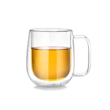 Handmade Healthy Coffee Mugs Double Wall Glass Milk Cup with Handle Heat Resistant Cup Thermal Insulated Creative Mug Glasswares