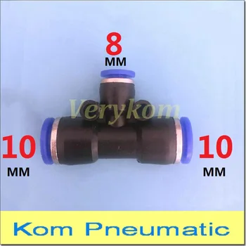 

Wholesale 100pcs/lot Pneumatic 10mm To 8mm Unequal Union Tee Quick Fitting Connector Reducer 10MM-8MM-10MM Joiner PEG 10-8-10 T