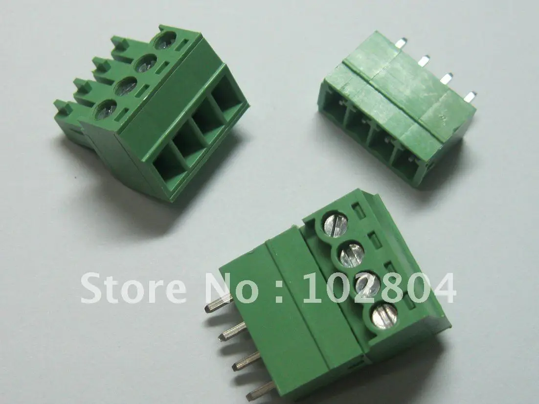 

20 pcs 4pin/way Pitch 3.5mm Screw Terminal Block Connector Green Color T Type with pin