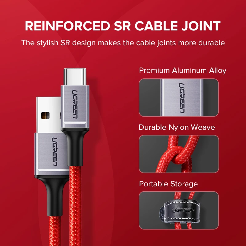 Кабель Ugreen USB Type C для Samsung Galaxy S10 S9 мобильный телефон кабель быстрой зарядки и