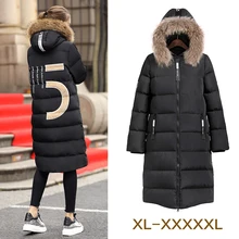 Зима, большие размеры 5XL, женский пуховик средней длины, мм, выше колена, большой меховой воротник, утепленная верхняя одежда, более 100 кг