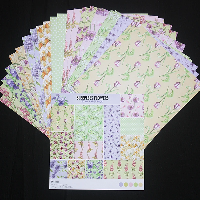 

YPP CRAFT 12pcs 6" Single-side Printed Flowers Pattern creative papercraft art paper handmade scrapbooking kit set book