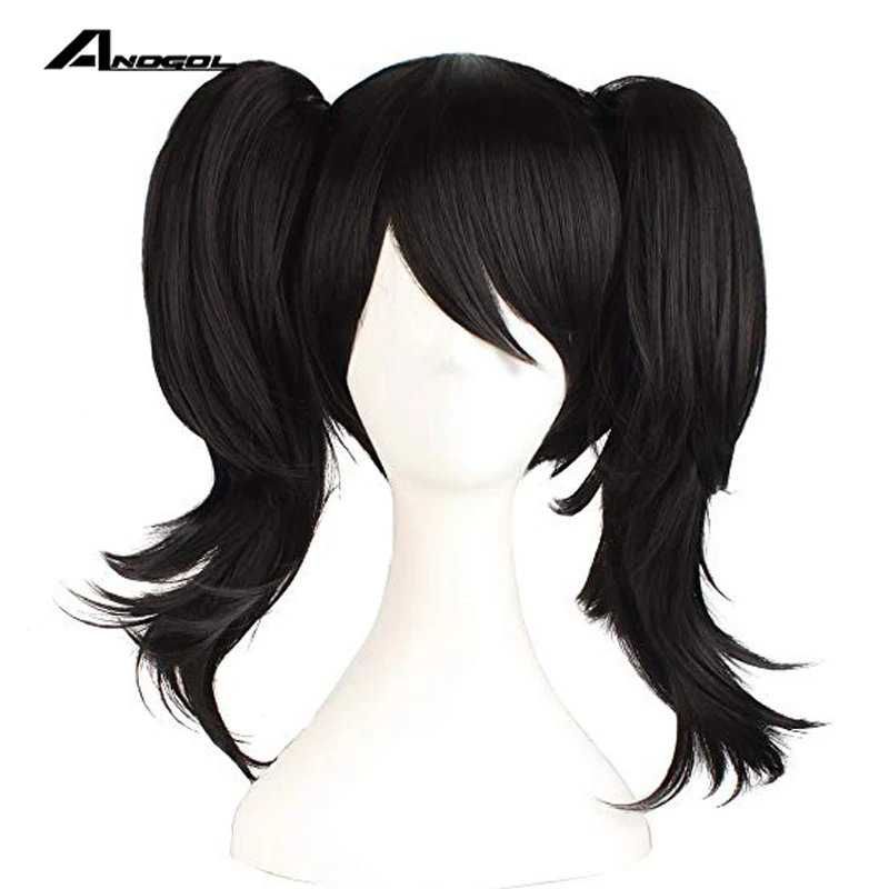 Tanie Anogol Brand New LoveLive! Nico Yazawa podwójny klip kucyk czarna peruka syntetyczna cosplay na japońskie anime do odgrywania ról + czapka z peruką