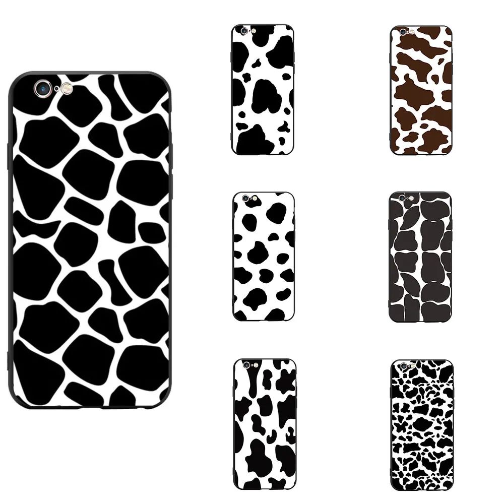 

Fine Cow Skin Patterned Black And White Cute Theme TPU Phone Cases For iPhone 6 6S 7 8 S XR X Plus SE