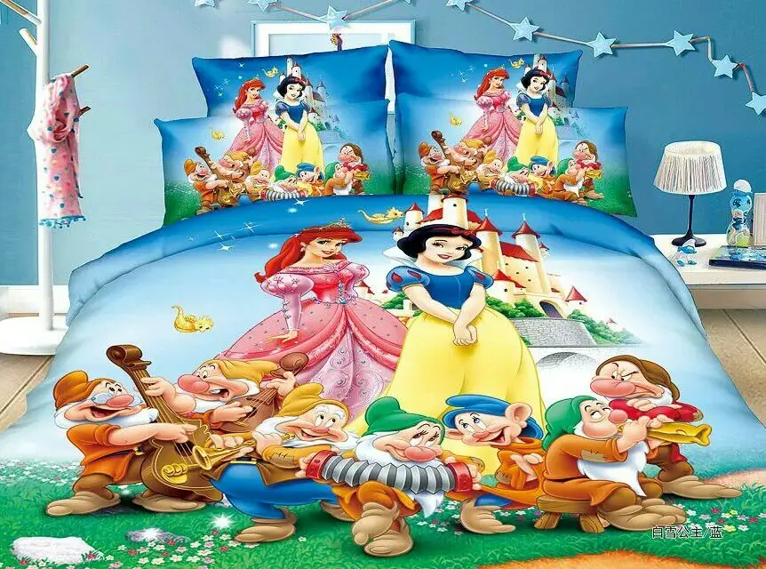 Blanche Neige Princesse Ensemble De Literie Enfants Bebe Fille Chambre Decor Unique Double Taille Draps De Lit Couette Housses De Couette 3pc Couleur Bleue Aliexpress