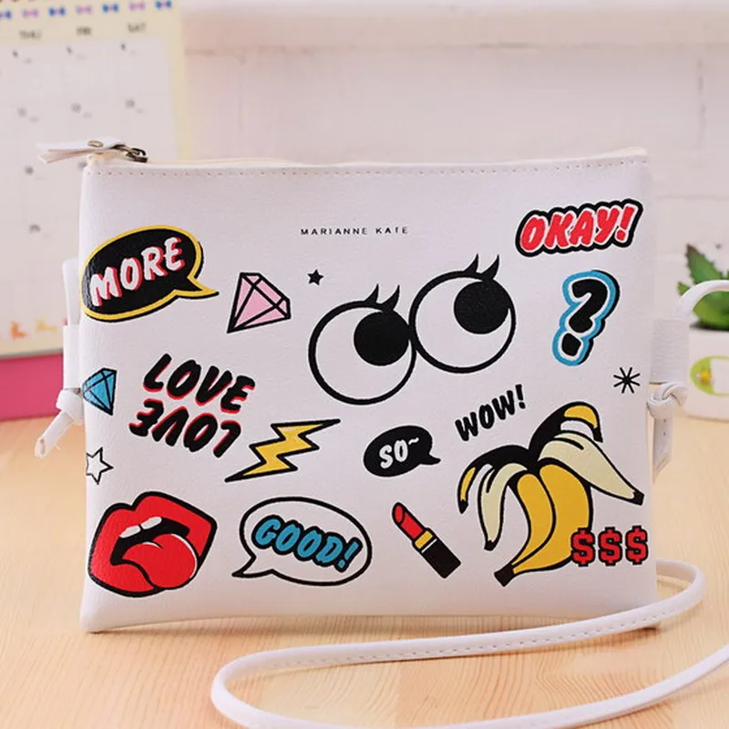 New Fashion Cartoon Printed Women Graffiti Handbag Mini Crossbody Shoulder Bag Ladies Casual Purses Clutches Girls Handbag G0739