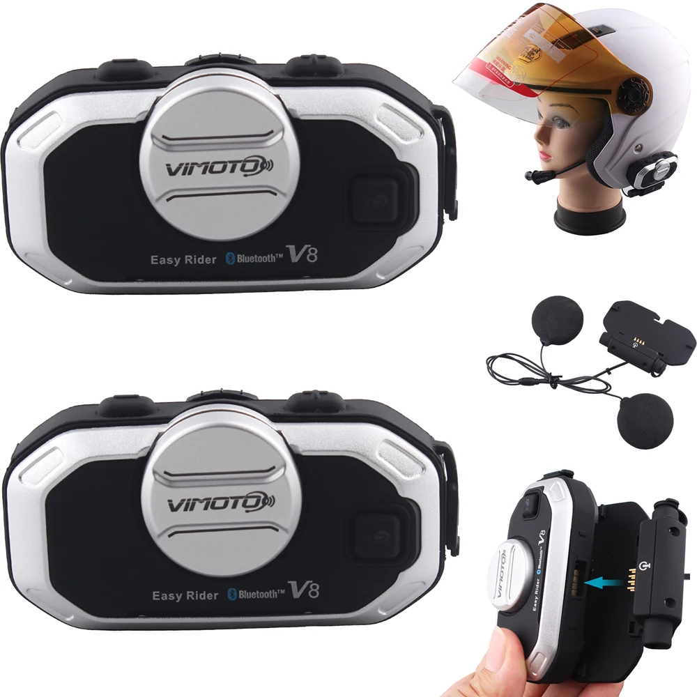 2 pcs Vimoto V8 Motorcycle Bluetooth Stereo Headset For Rider and